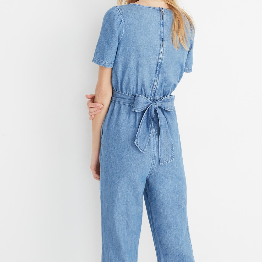 Madewell Denim Puff-Sleeve Tapered Jumpsuit - Picture 3 of 4